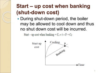 Start – up cost when banking
(shut-down cost)
 During shut-down period, the boiler
may be allowed to cool down and thus
no shut down cost will be incurred.
5
 