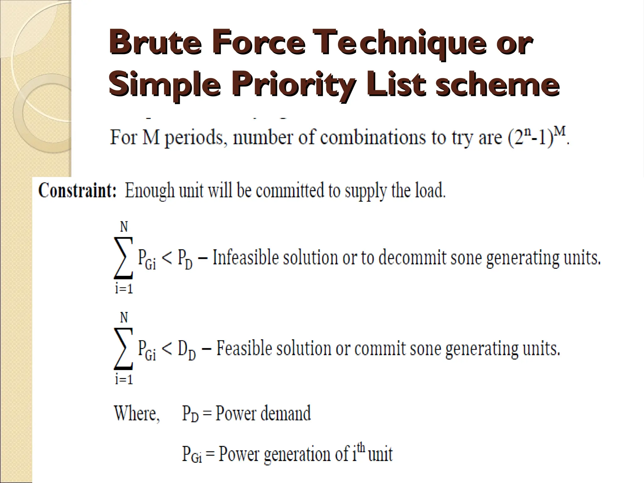 Brute Force Technique or
Brute Force Technique or
Simple Priority List scheme
Simple Priority List scheme
11
 