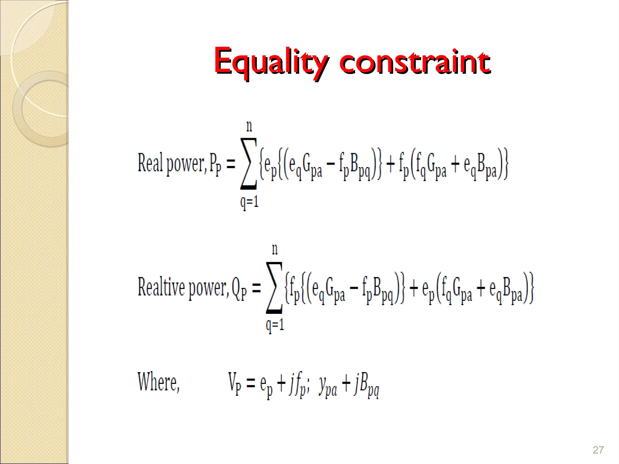 Equality constraint
Equality constraint
27
 