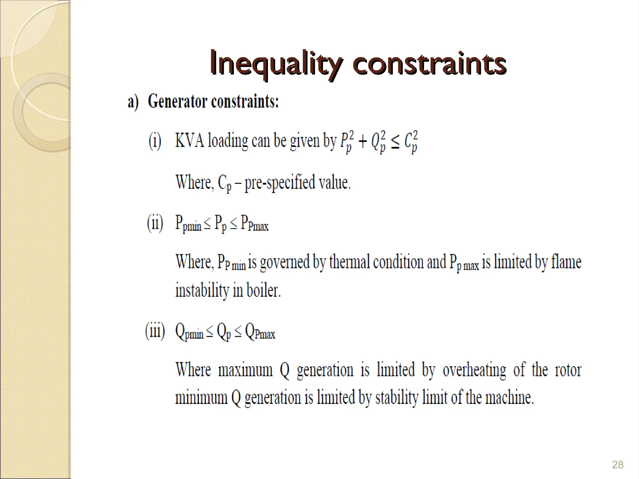 Inequality constraints
Inequality constraints
28
 