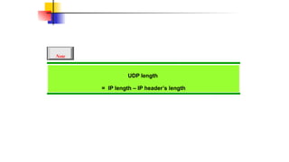 UDP length
= IP length – IP header’s length
Note
 