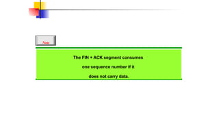 The FIN + ACK segment consumes
one sequence number if it
does not carry data.
Note
 