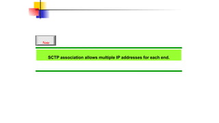 SCTP association allows multiple IP addresses for each end.
Note
 