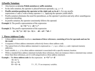 Complex Prostfix Notation Example Compiler design selective dissemination of information syntax direct ...