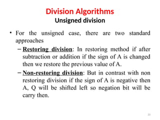 Unsigned Restoring Division Algorithm Comprehensive Guide to Computer Arithmetic: Algorithms and Hardware ...