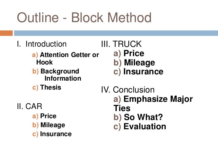 compare and contrast block method outline