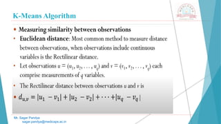 K-Means Algorithm
Mr. Sagar Pandya
sagar.pandya@medicaps.ac.in
 