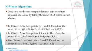 K-Means Algorithm
Mr. Sagar Pandya
sagar.pandya@medicaps.ac.in
 
