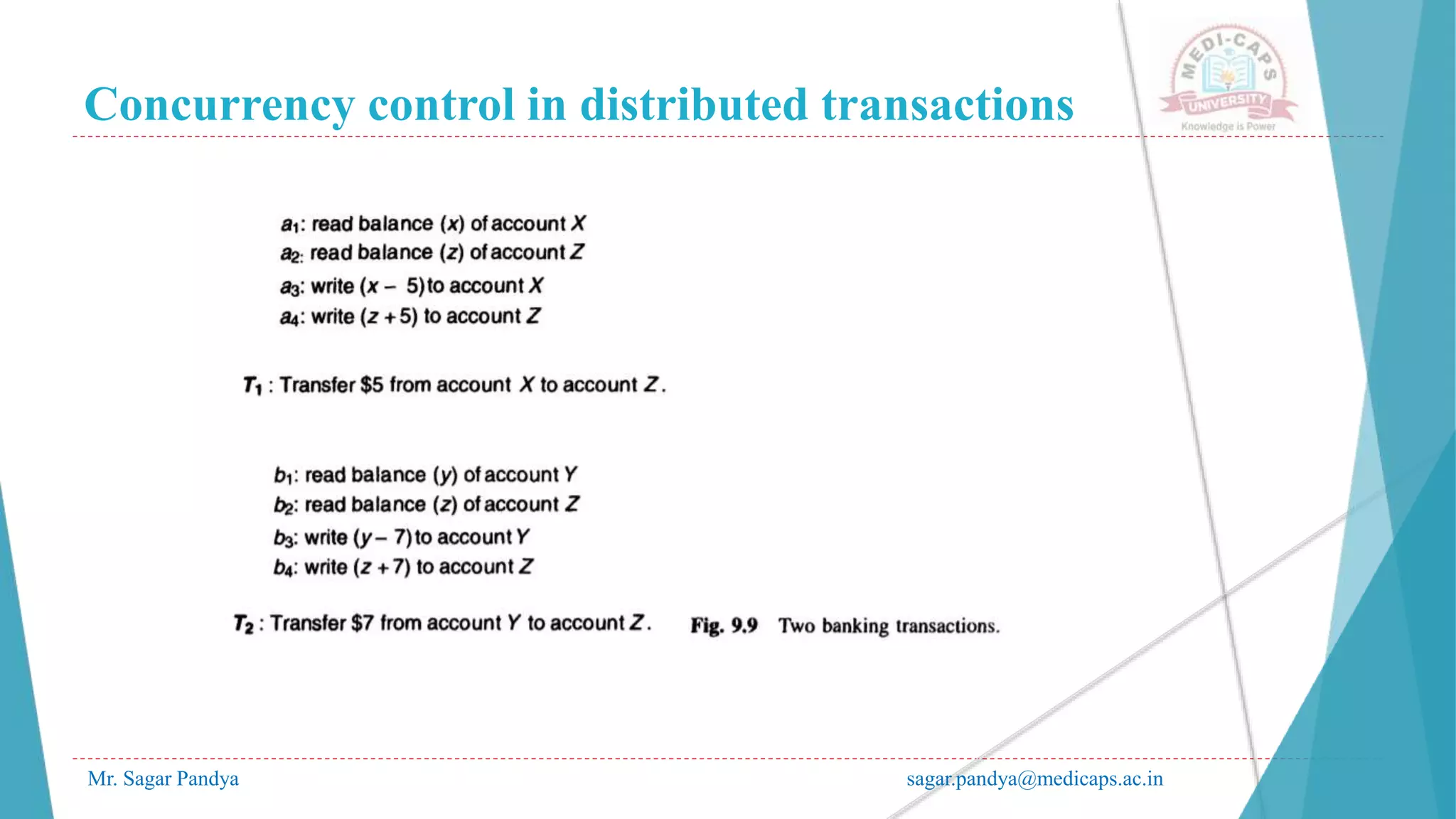 Concurrency control in distributed transactions
Mr. Sagar Pandya sagar.pandya@medicaps.ac.in
 
