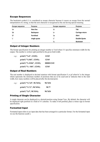 Introduction to Input/Output Functions in C | PDF