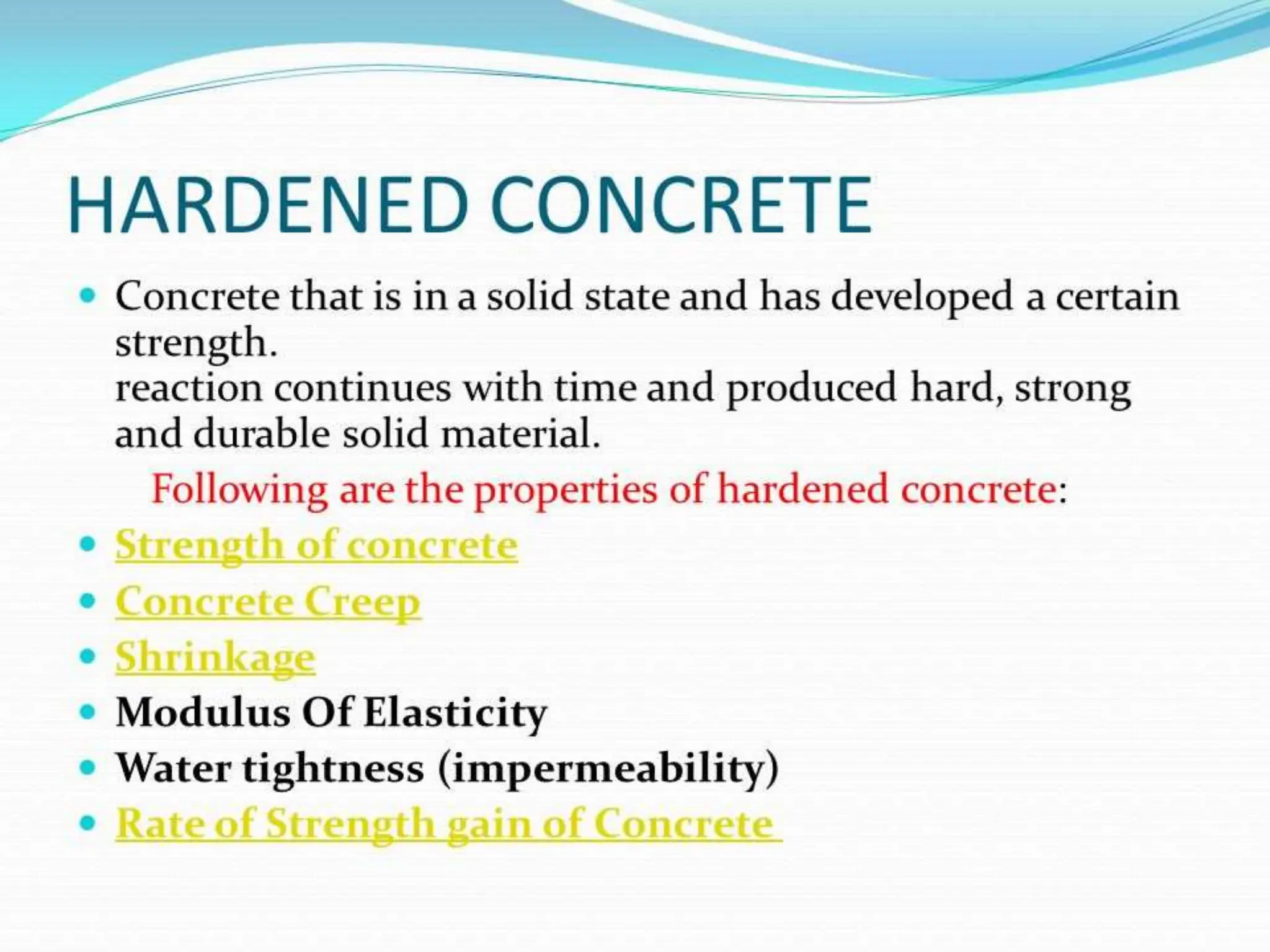 Water / Cement ratio – Abram’s Law – Gel/space ratio – Gain of strength ...