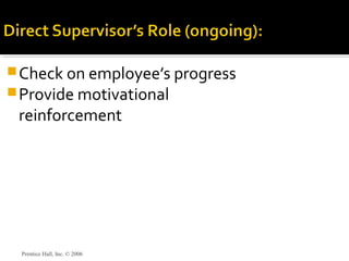 Check on employee’s progress
Provide motivational
reinforcement
Prentice Hall, Inc. © 2006
 