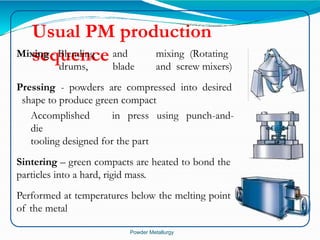 Powder Metallurgy processing in material production | PPTX