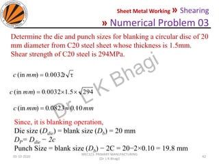 Sheet Metal Math Test Unit 4 sheet metal operations part 1 | PPTX