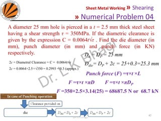 Sheet Metal Math Test Unit 4 sheet metal operations part 1 | PPTX