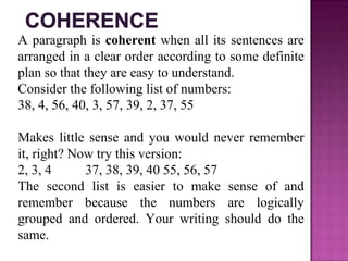 Sentence Coherence Unity Exam unity&coherence | PPT