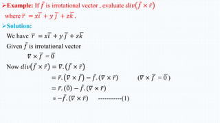 Irrotational Vector Example UNIT-4(Vector differentation).pdf pptx download | PDF