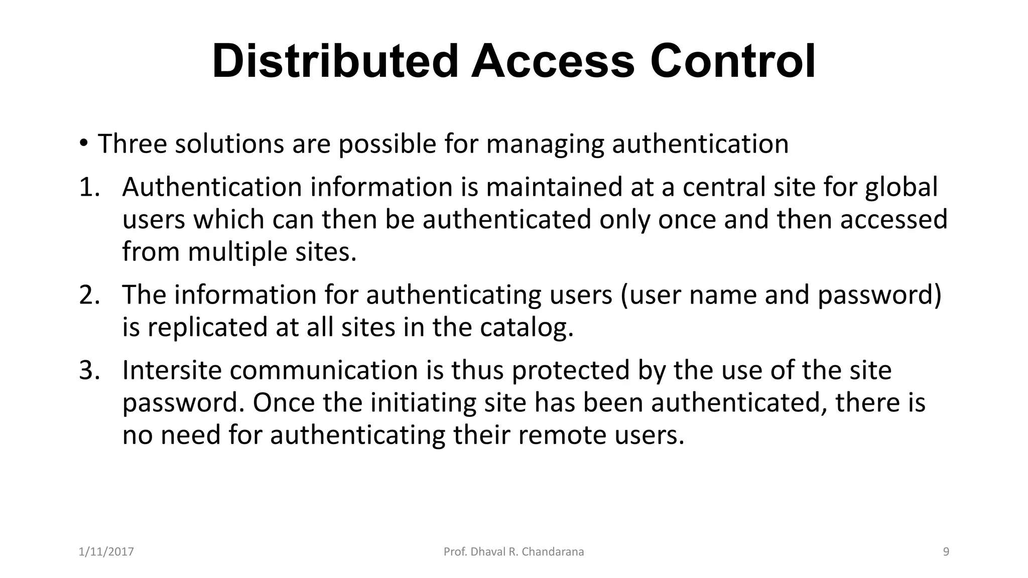 Distributed DBMS - Unit 5 - Semantic Data Control | PPTX | Databases ...