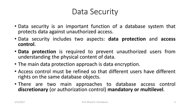 Distributed DBMS - Unit 5 - Semantic Data Control | PPTX | Databases ...