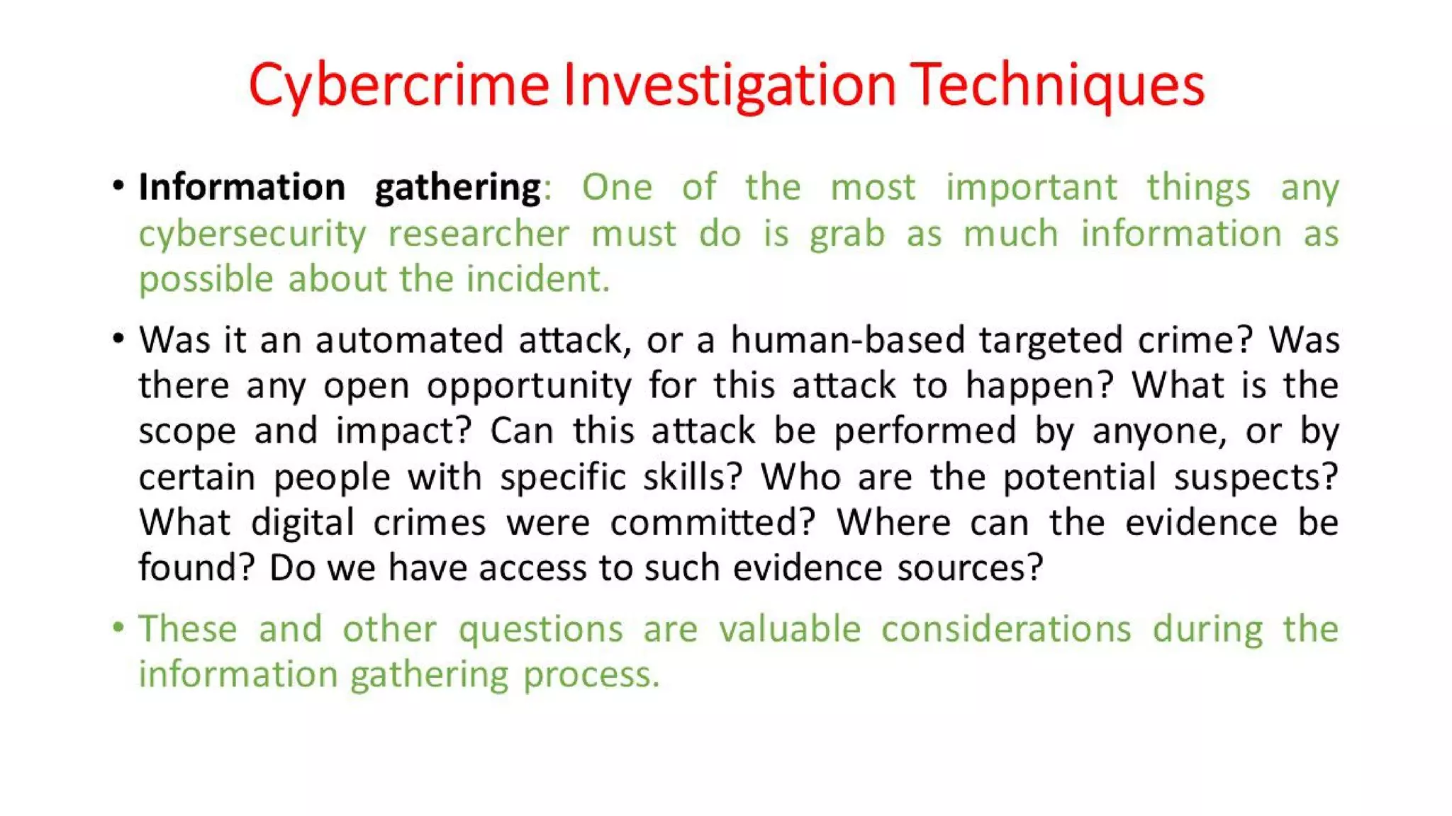 Cyber Security - Unit - 5 - Introduction to Cyber Crime Investigation