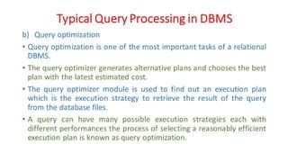 DBMS Unit - 5 - Query processing and optimization | PPT