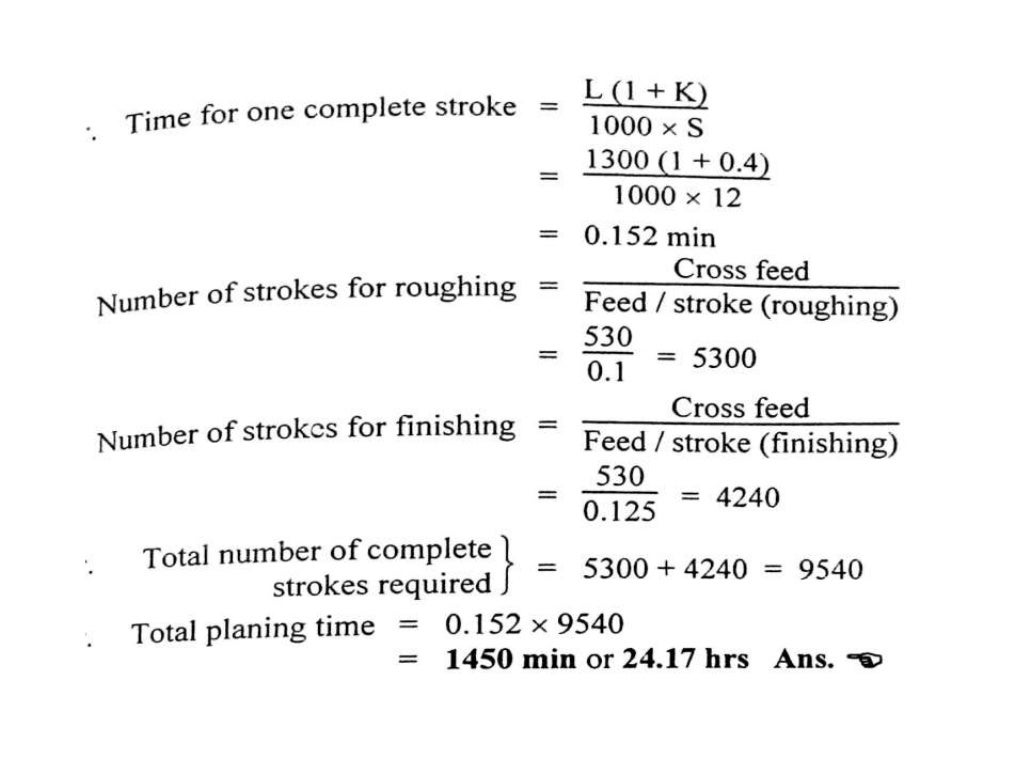 MACHINING TIME CALCULATION