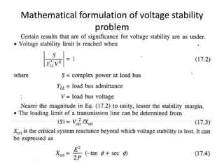 Mathematical formulation of voltage stability
problem
 