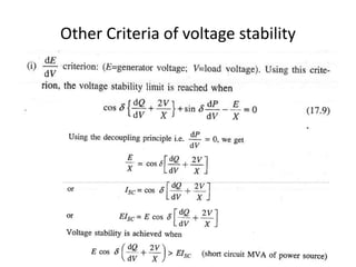Other Criteria of voltage stability
 