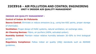 INDOOR AIR POLLUTANTS - AIR POLLUTION AND CONTROL | PPTX