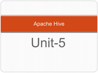 Unit-5
Apache Hive
 
