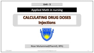 Dose calculations- injections for nurses and pharmacists | PPTX