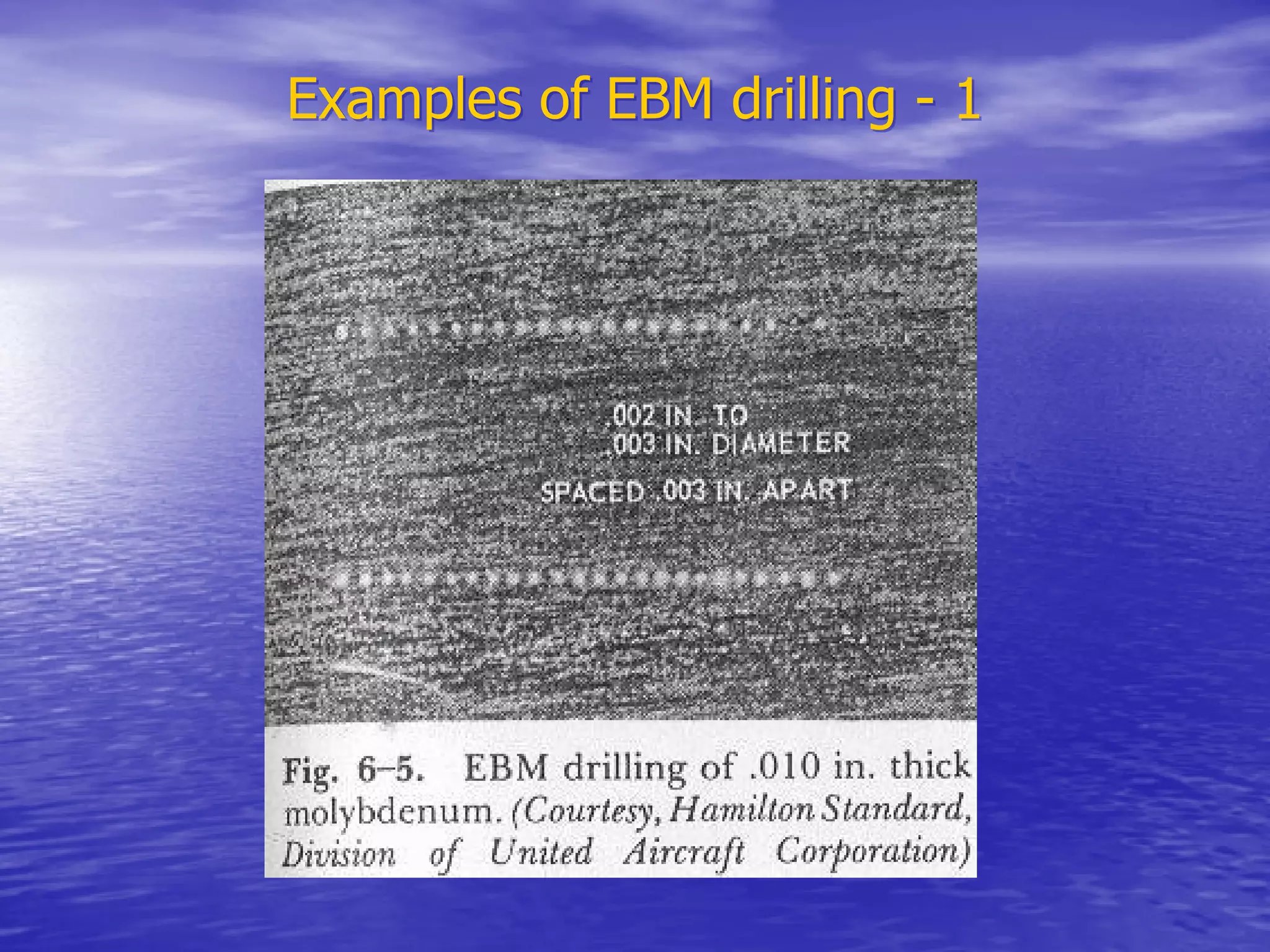 Examples of EBM drilling - 1
Examples of EBM drilling - 1
 