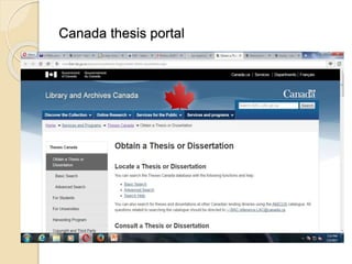 Canada thesis portal
 