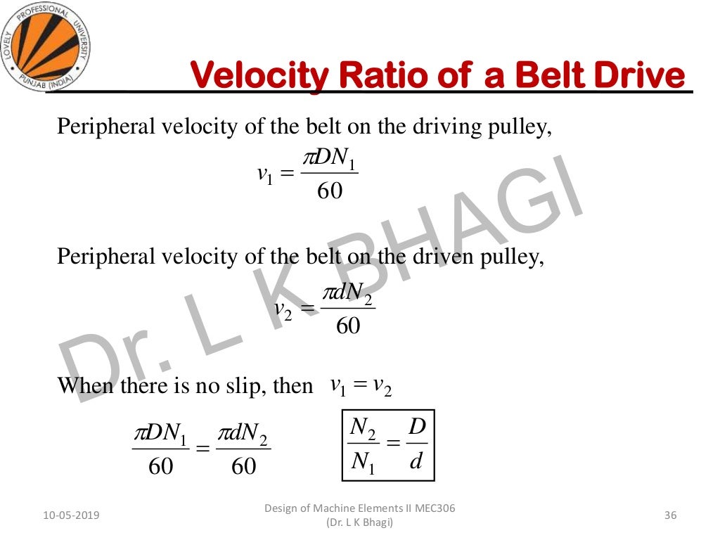 Design of Flat belt, V belt and chain drives