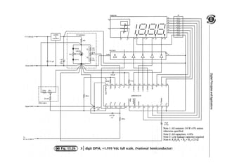 >7V300mA
l'owcrGND
Signal GND
V;n
0Vto+l.999V
LM309
o,
LM340-5
f 0.IJlF
... --------- "j
I
I
I 150 k 50k
I . I
I I
I I
I I
I 22 mil<
I
I
I I
1
_______
Offs.ct adjus1
NS85388 43
~
12
J
c;:u
II ....
10
I 1-11-11-1 9
13
.,,
1
r- I I I/ I/ IT
14 .
15
r 2 V reforence :
,~
I
I 1 14 / 2 16 5
17 '"
19 17 20 18
I . 820 I
I I
'
I
I
R, {•
I
'• IN914 232 I
.ti% I DS75492 I
LM336 I
:--<;~
20Q I
l '"ss
!Ok
R,{.
GND
L
I
1f
I k :
I µF +· "IN914 >Jl% I
IOT I
Vdc :
~------:
·-----71 "
~
250pF
R.,
,. L
200.U 7,5 k
115 IS 19 20 21 ·n 23 24 25 26 27 28
~
u, u,
a: ~ ~
0 0 0 0 Cl
" -,
'
.~ -""
i:i C: i:i i:i z
[ :::;
5 :::; :::; 0
C
~
'" -
z
0
IOOk ADD3SOICCN
lg if
>
'1
0 :f
~-:: rt' JI.~ ~~
u,
5 8~
......__
-' .c 'l "
,- 0
"
',
~ 0A7µF 114 113 112 II po 9 1s 17 6 5 4 3 2 1
T (-') I
I ,1-
0.47 µF
(J)
> IOOk
; IOµF
IOVdc
Note I: All resistors 1/4 W ±5% unles
otherwise specified
Note 2: All capacitors ±10%
Note 3: Low leakage capacitor requin
Note 4: R1R/R1 +R2 =R3± 25 Q.
31 digit DPM, +1.999 Vdc full scale, (National Semiconductor)
d
$
0
<o"
~
~
::,·
C>
-o·
(D
(/)
~
Q..
:g
I
(/)
 
