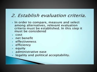 Unit  5 guidlines for policy analysis (mha)