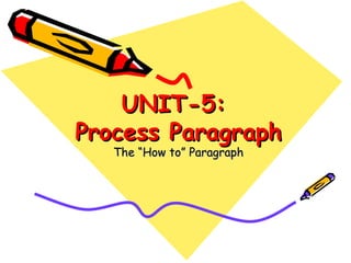 UNIT-5:  Process  Paragraph The “How to” Paragraph 