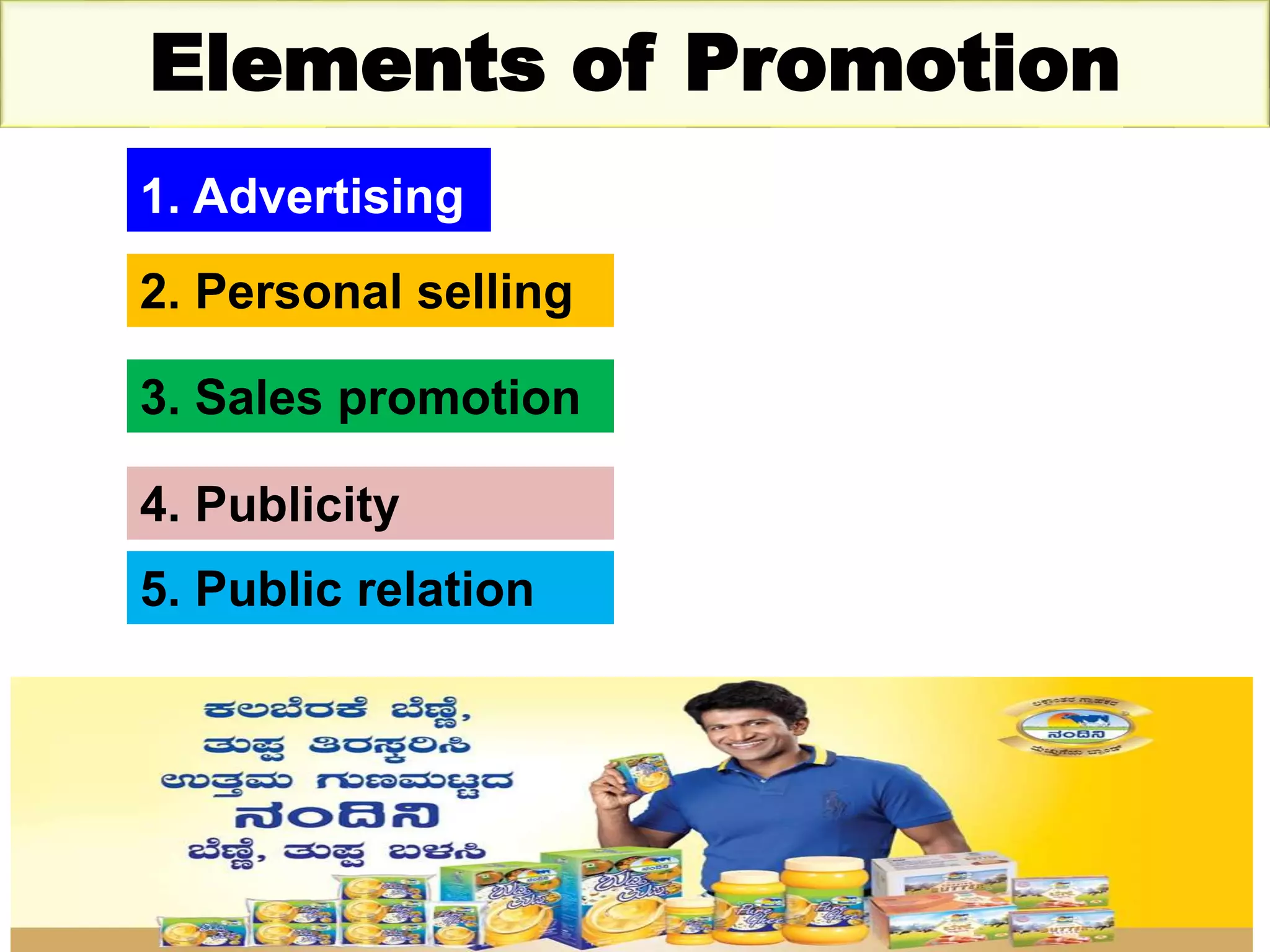 Thursday, October 1, 2020 11
Elements of Promotion
1. Advertising
2. Personal selling
3. Sales promotion
4. Publicity
5. Public relation
1. Advertising
 