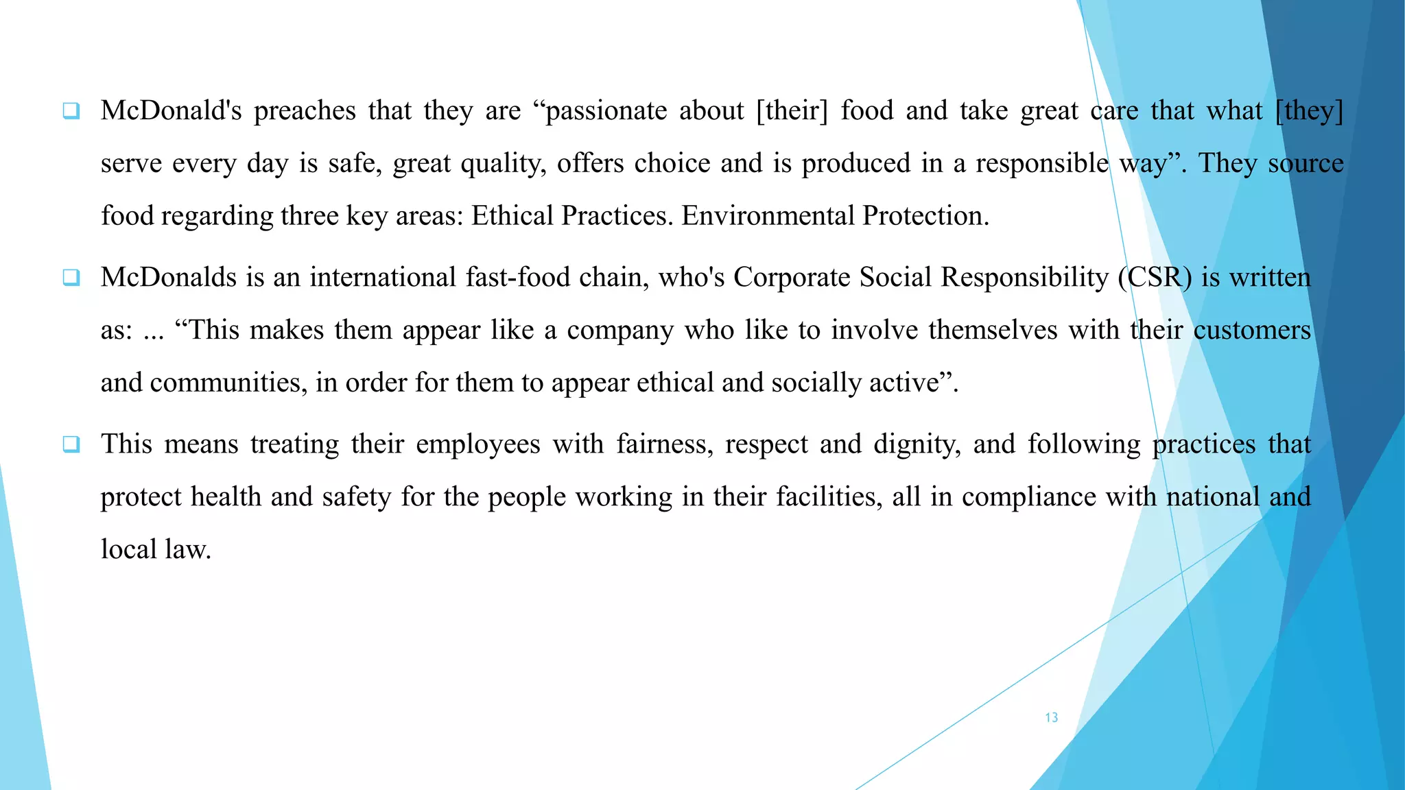Mcd Csr Program Corporate Social Responsibility of MNCs | PDF