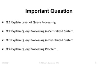 Distributed DBMS - Unit 6 - Query Processing | PPT