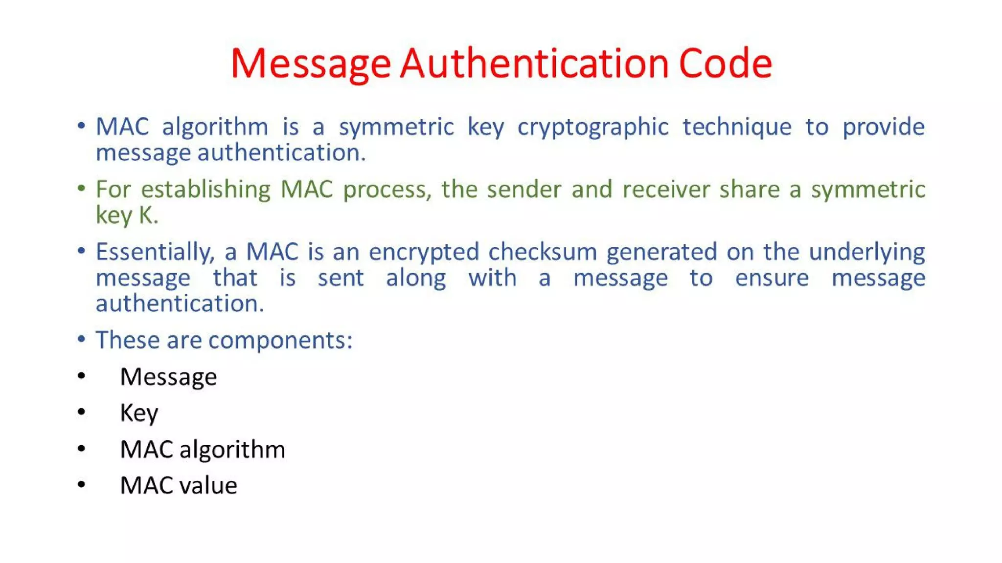 CNS - Unit - 6 - Message Authentication Code