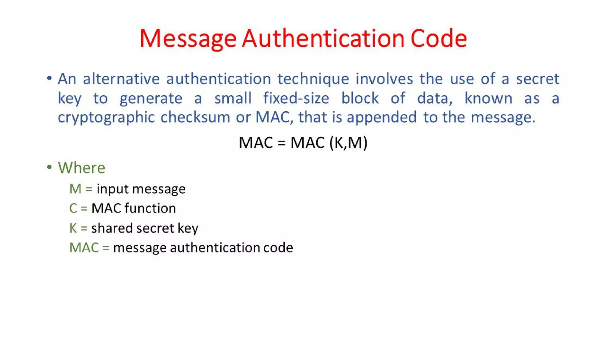 CNS - Unit - 6 - Message Authentication Code