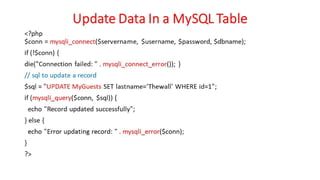 WD - Unit - 6 - Database Connectivity using PHP