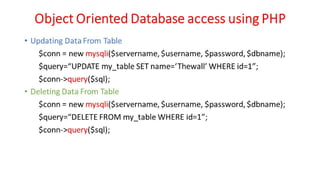 WD - Unit - 6 - Database Connectivity using PHP