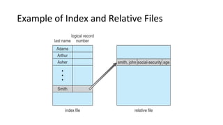 Example of Index and Relative Files
 