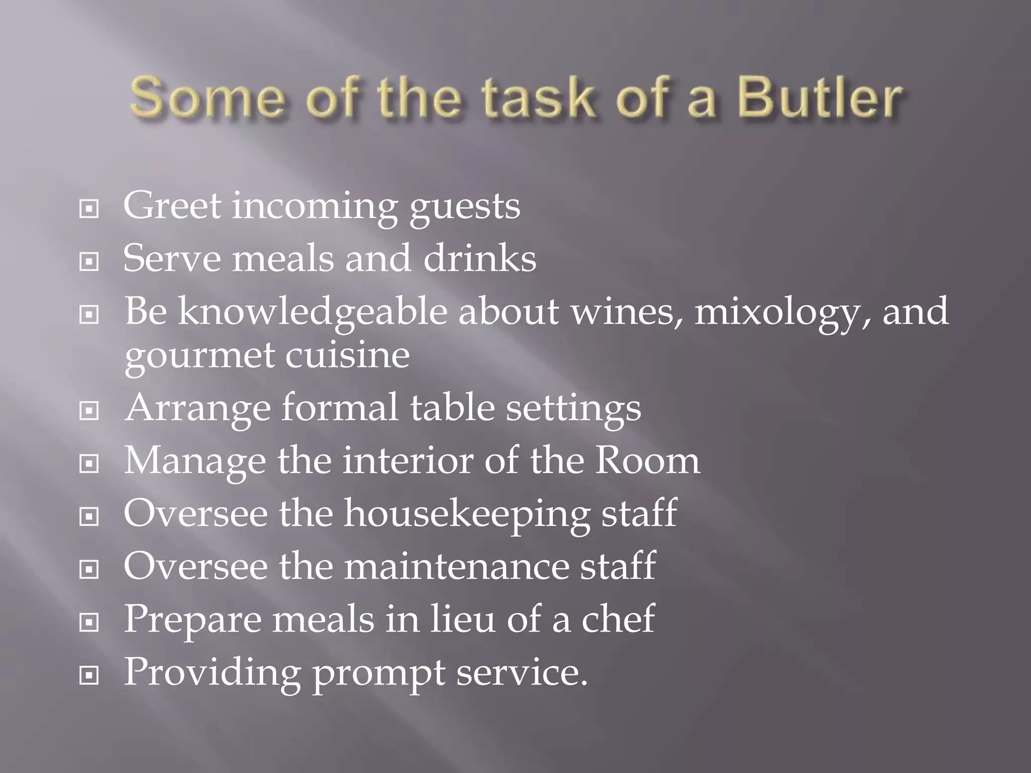 Unit 6, butler service | PPTX