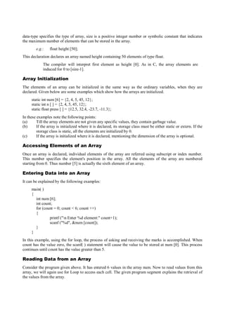 Introduction to Arrays in C | PDF