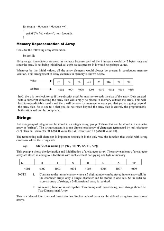 Introduction to Arrays in C | PDF