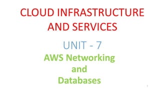 CIS - Unit 7 - AWS networking and databases
