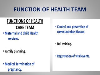 FUNCTION OF HEALTH TEAM
 